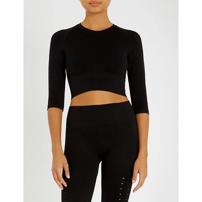 Shop Varley Fletcher Stretch-jersey Crop Top In Black