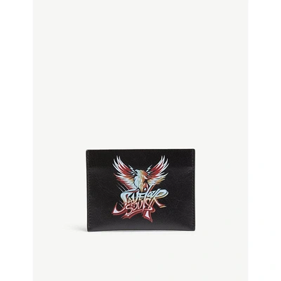 Shop Givenchy Black And Red Phoenix Print Leather Cardholder In Black Red