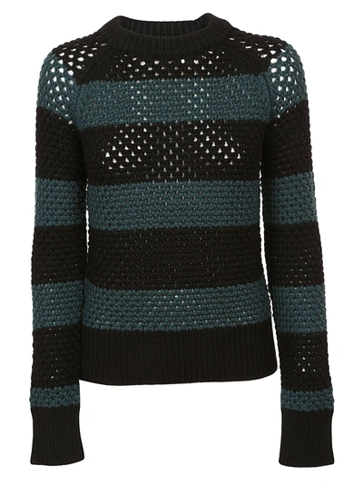 Shop Proenza Schouler Crewneck Knitted Sweater In Hunter Green Black