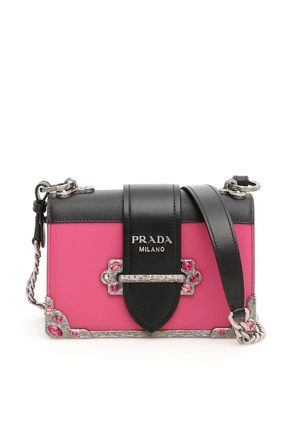Shop Prada Cahier Jewel Bag In Fuchsia Neronero