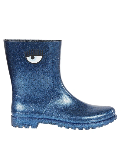 Shop Chiara Ferragni Glittered Coating Eye Boots In Blu