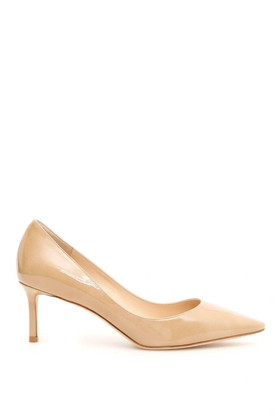 Shop Jimmy Choo Patent Romy 60 Pumps In Nudebeige