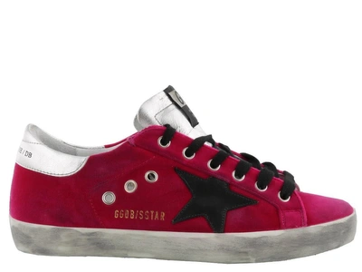 Shop Golden Goose Superstar Sneakers In Fuxia Velvet-black Star