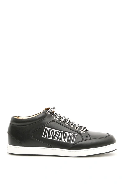 Shop Jimmy Choo Miami Logo Sneakers In Black White|nero