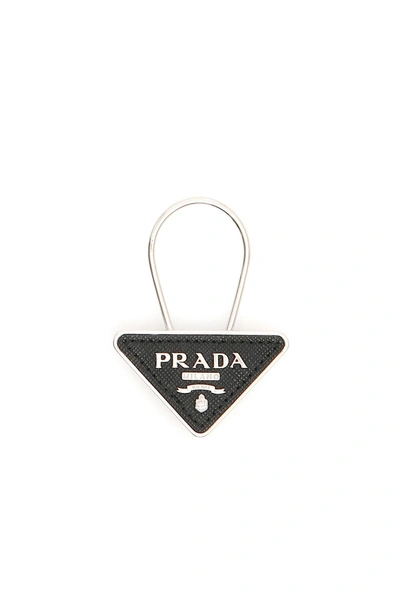 Shop Prada Triangle Key Charm In Neronero