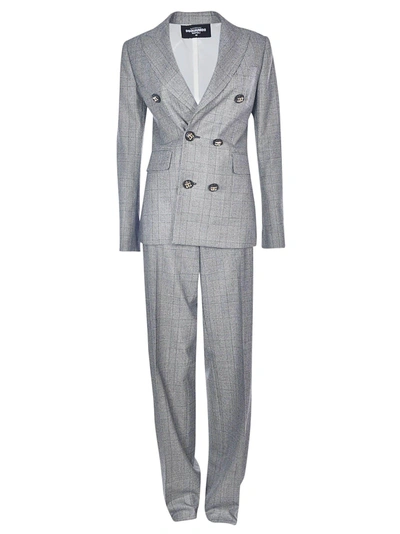 Shop Dsquared2 Checked Suit In Grey