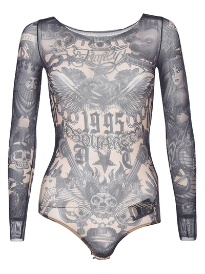 Shop Dsquared2 Tattoo Print Swimsuit