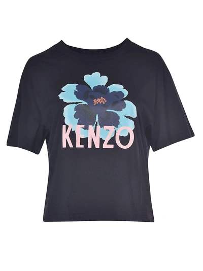 Shop Kenzo Floral Logo T-shirt In Black