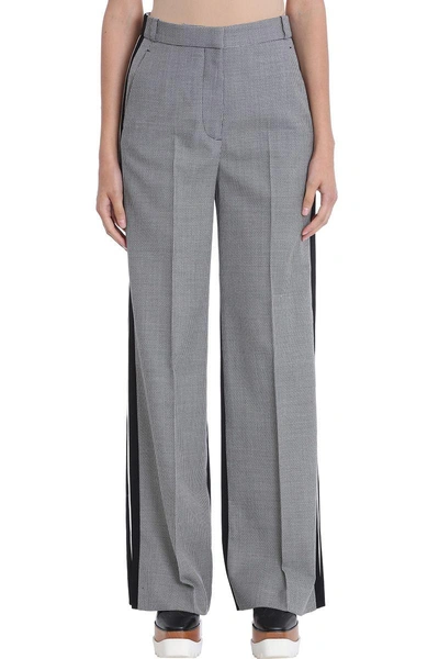 Shop Stella Mccartney Contrast-panel Piped Wool Trousers In Grey