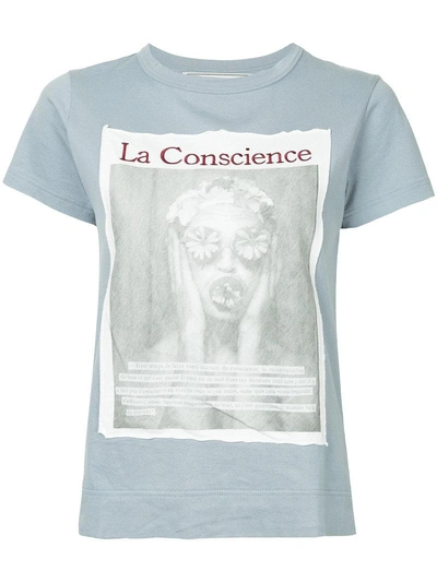 Shop Tu Es Mon Tresor Tu Es Mon Trésor Le Conscience Printed T-shirt - Blue