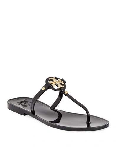 Shop Tory Burch Mini Miller Flat Jelly Thong Sandals In Black