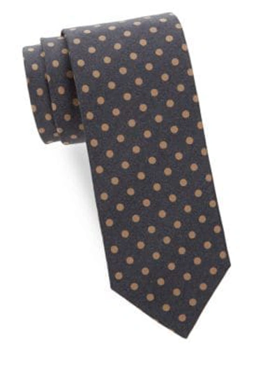 Shop Isaia Men's Silk Polka Dot Tie In Grey