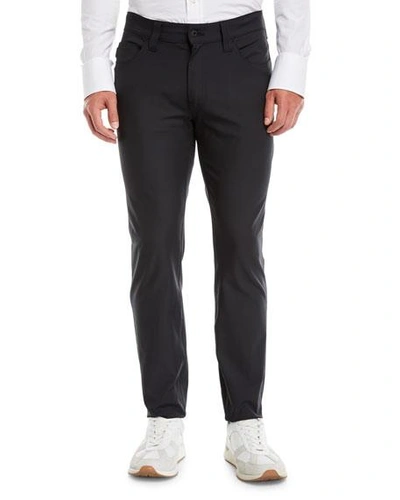 Shop Emporio Armani Men's J15 Techno-stretch Straight-leg Pants In Black