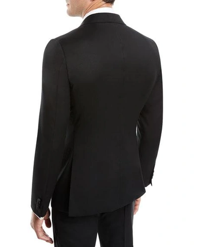 Shop Z Zegna Men's Satin-lapel Tuxedo Suit In Black