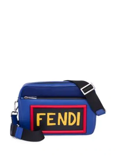 Shop Fendi Leather Camera Bag In Blue