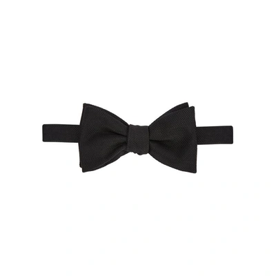 Shop Eton Black Textured Silk Bow Tie