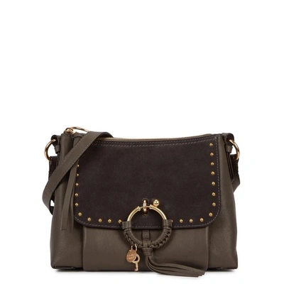 Shop See By Chloé Joan Small Studded Leather Shoulder Bag In Dark Grey
