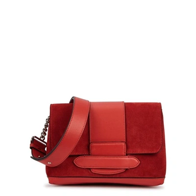 Shop Michino Paris Phedra Red Suede Shoulder Bag