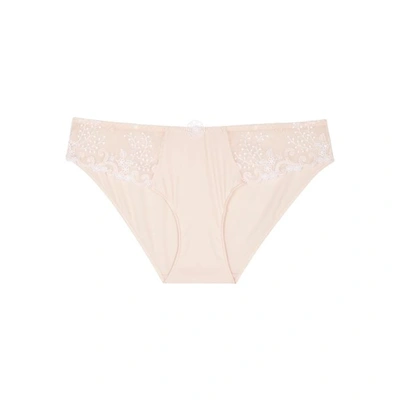 Shop Simone Perele Délice Blush Lace-panelled Briefs In Light Pink