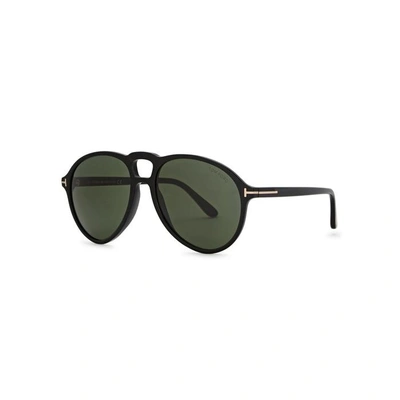 Shop Tom Ford Lennon Aviator-style Sunglasses In Black And Other