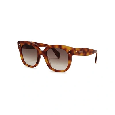 Shop Celine Tortoiseshell Cat-eye Sunglasses