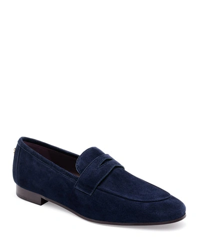 Bougeotte Suede Slip-on Penny Loafer, Navy In Navy