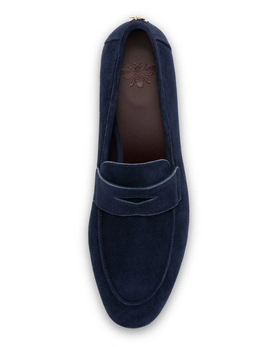 Bougeotte Suede Slip-on Penny Loafer, Navy In Navy
