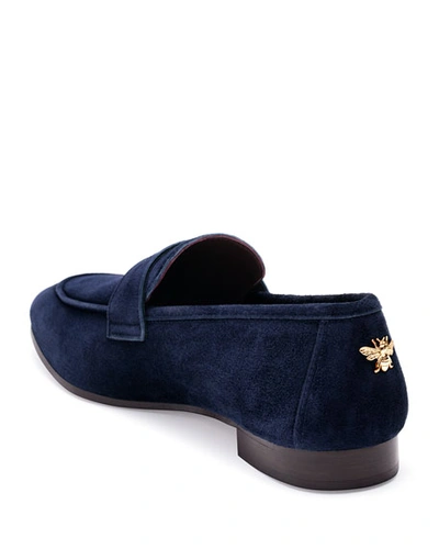 Bougeotte Suede Slip-on Penny Loafer, Navy In Navy
