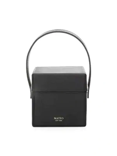 Shop Mateo New York The Catherine Leather Box Bag In Black