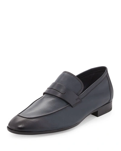 Shop Berluti Lorenzo Unlined Leather Loafer, Navy
