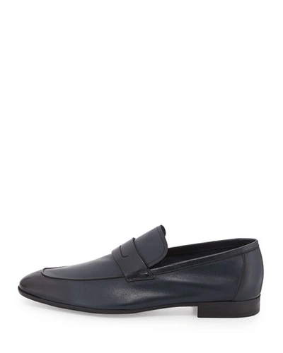 Shop Berluti Lorenzo Unlined Leather Loafer, Navy