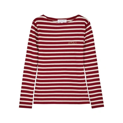 Shop Maison Labiche Amour Striped Cotton Top In Red And White
