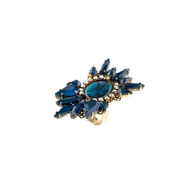 Shop Halo & Co Blue Paua Shell Carbochon Statement Ring With Inky Blue Crystals