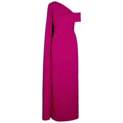 Shop Talbot Runhof Bright Pink Crepe Cape Gown