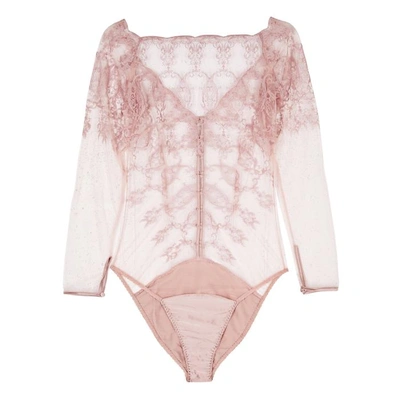 Shop Fleur Of England Antoinette Blush Embroidered Tulle Body In Light Pink