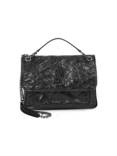 Shop Saint Laurent Women's Medium Niki Leather Shoulder Bag In Noir