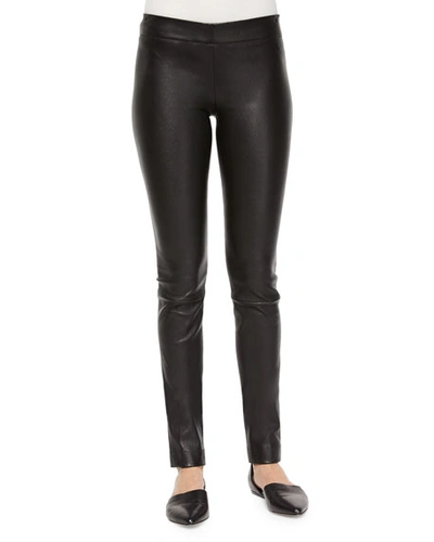 Shop The Row Skinny Leather Moto Leggings In Black