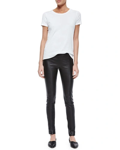 Shop The Row Skinny Leather Moto Leggings In Black