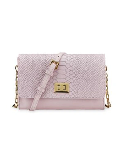 Shop Gigi New York Catherine Python-embossed Leather Crossbody Bag In Petal Pink