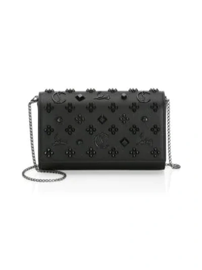 Shop Christian Louboutin Women's Paloma Studded Leather Clutch In Black