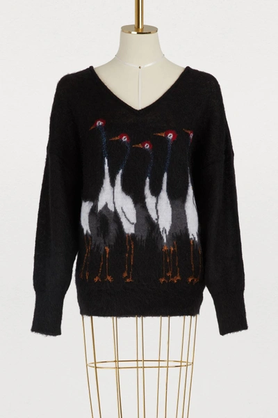 Shop Stella Jean Bird Wool And Mohair Sweater In Nero