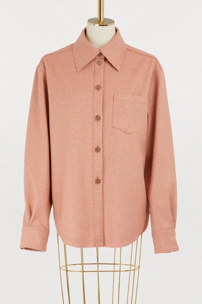 Shop Acne Studios Wool Shirt In Dusty Pink