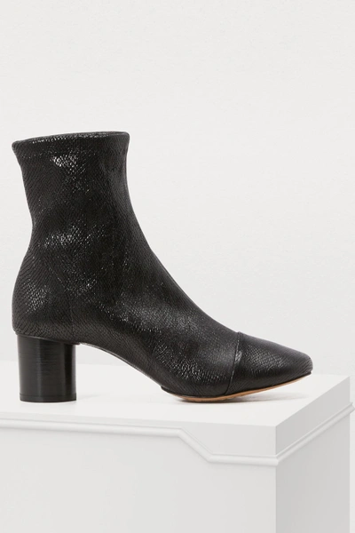Shop Isabel Marant Leather Datsy Boots With Heels In Black