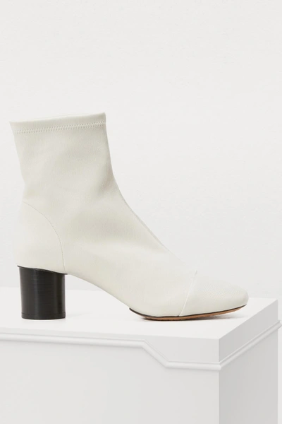 Shop Isabel Marant Leather Datsy Boots With Heels In White