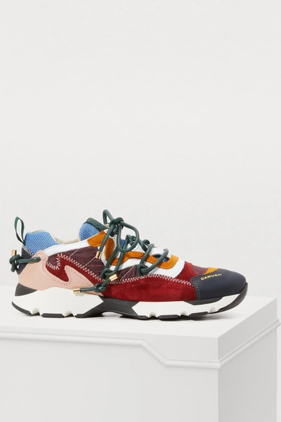Shop Carven Nayeli Leather Sneakers In Bleuet