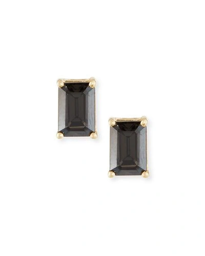 Shop Kalan By Suzanne Kalan 14k Gold Emerald-cut Stud Earrings In Black