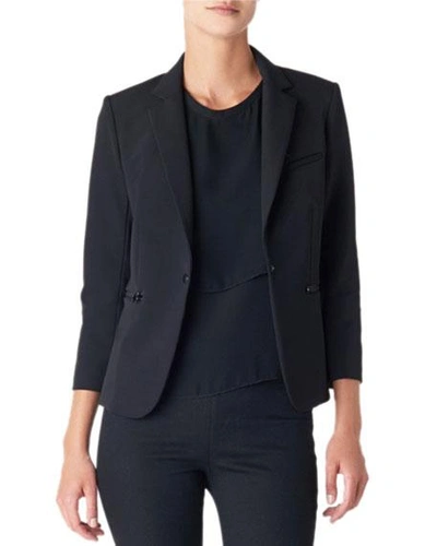 Veronica Beard Zip Pocket Single-breasted Blazer In Black