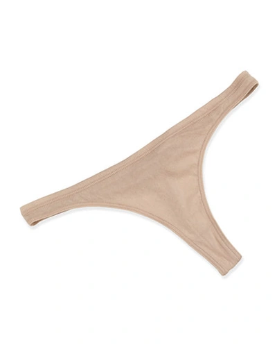 Shop Skin Organic Cotton Low-rise Thong In Nude