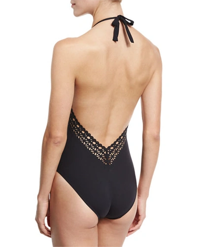 Shop Lise Charmel Ajourage Couture Halter One-piece Swimsuit In Black