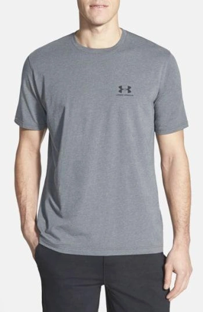Shop Under Armour 'sportstyle' Charged Cotton Loose Fit Logo T-shirt In Carbon Heather/ Black